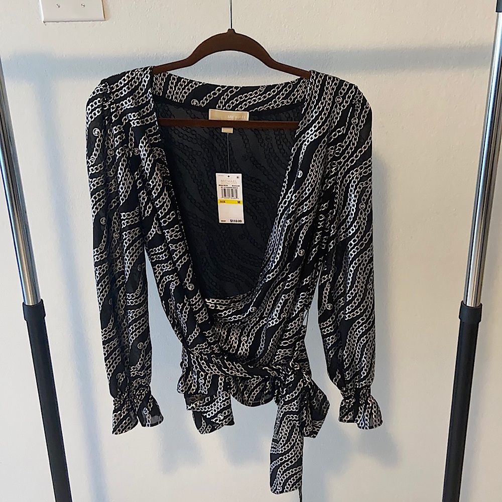 Michael Kors, medium, black and silver blouse.